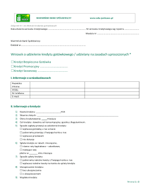 Warmia Bank Cash Loan Application