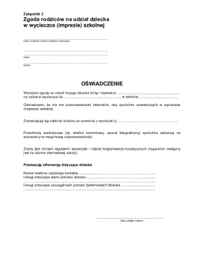 Parental Consent for School Trip