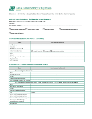 Debit Card Application Form