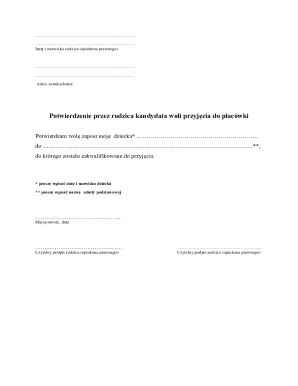 Parent Consent Form for School Admission