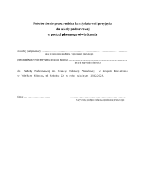 Parent Consent Form for School Admission