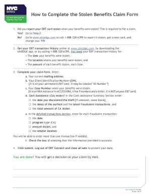 Stolen Benefits Claim Form
