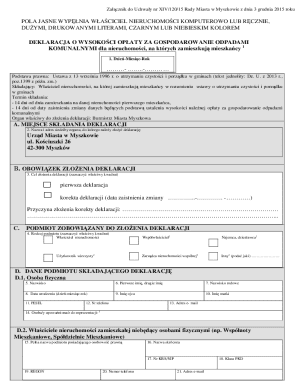 Myszkow Waste Management Declaration Form