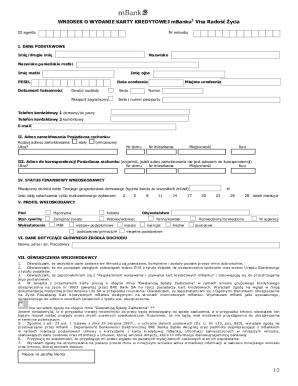 mBank Visa Credit Card Application - Blank Fillable Template | Fill Out ...