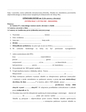 Oświadczenie nr 2 for Contract of Mandate