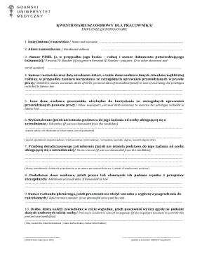 Employee Questionnaire Form