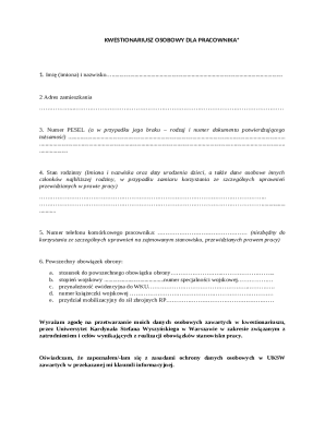 Employee Personal Questionnaire