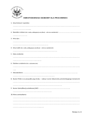 Employee Personal Questionnaire