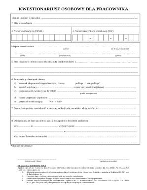 Employee Personal Questionnaire