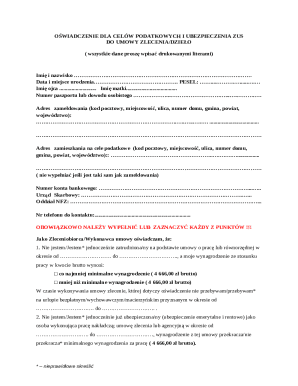 Polish Tax and ZUS Insurance Declaration