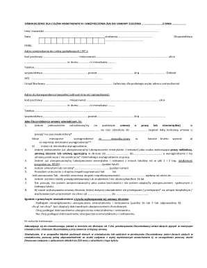 Polish Tax and ZUS Insurance Declaration for Contract