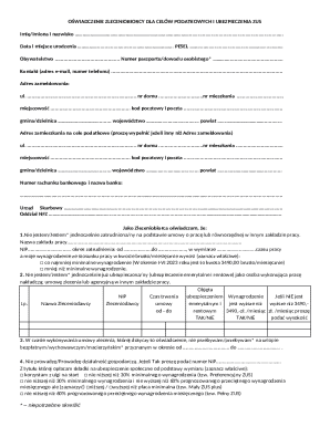 Polish Tax and ZUS Insurance Declaration for Contractors
