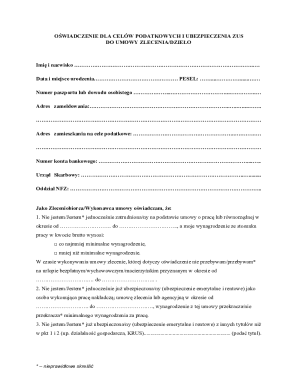 Polish Tax and ZUS Insurance Declaration