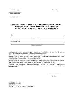 Oświadczenie o Nieposiadaniu/Posiadaniu Tytułu Prawnego do Innego Lokalu