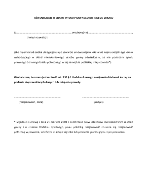 Declaration of No Legal Title to Another Premise