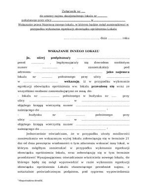 Occasional Lease Annex for Alternative Accommodation