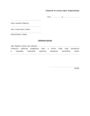 Occasional Lease Agreement Annex