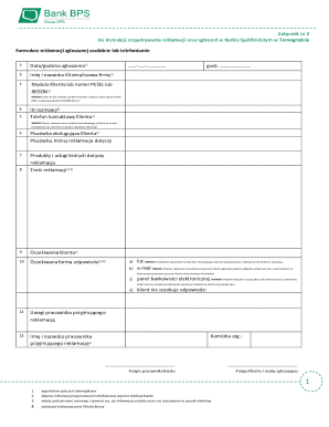 Bank Complaint Form