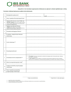 Bank Complaint Form