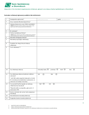 Bank Complaint Form