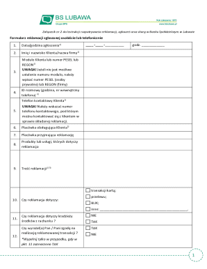 Bank Complaint Form