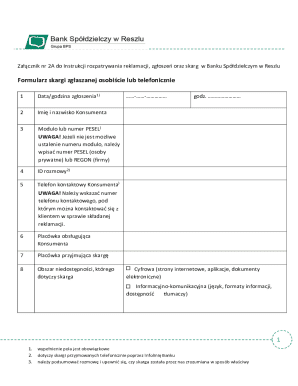 Bank Complaint Form