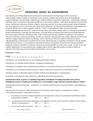 Gastroskopia Consent Form
