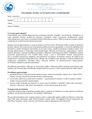 Gastroskopia Consent Form
