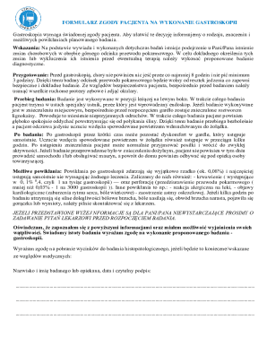 Patient Consent Form for Gastroscopy