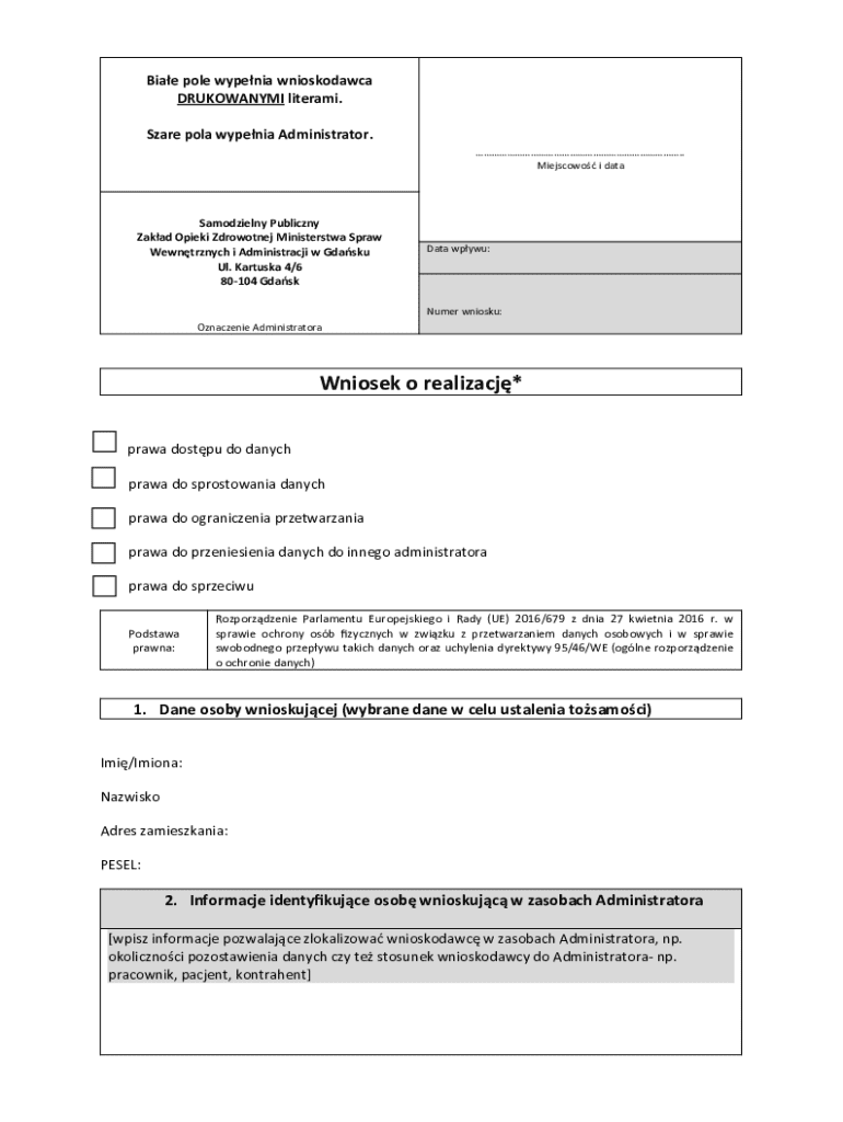 GDPR Data Access Request Form - Blank Fillable Template | Fill Out ...