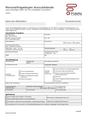 Personalfragebogen Auszubildende