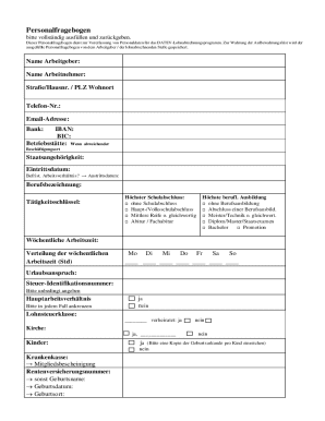 German Employee Information Form