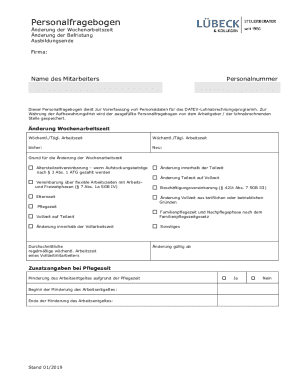 German Employee Personnel Questionnaire