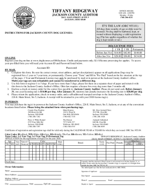 Jackson County Dog License Application