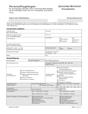 German Minijob Employment Form