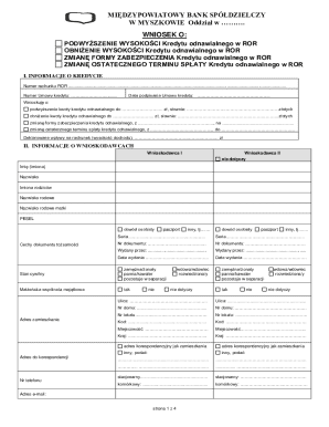 Międzypowiatowy Bank Spółdzielczy Credit Modification Request