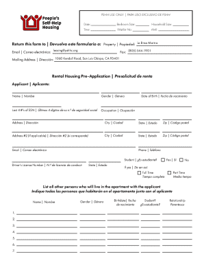 Rental Housing Pre-Application Form
