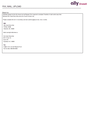 Ally Invest Journal Request Form