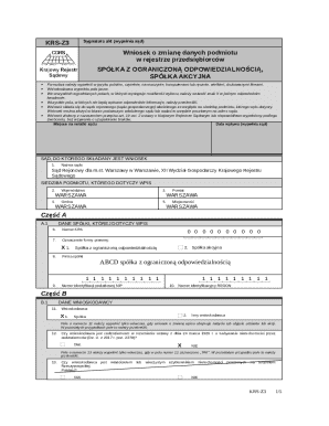 KRS-Z3 Application for Company Data Change