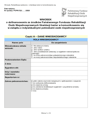 Wniosek o Dofinansowanie Likwidacji Barier w Komunikowaniu się