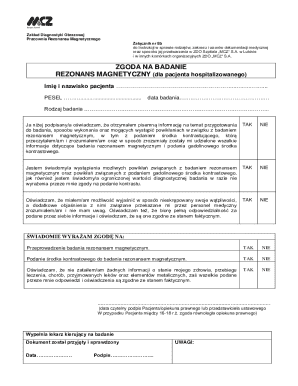 Medical Consent Form for MRI
