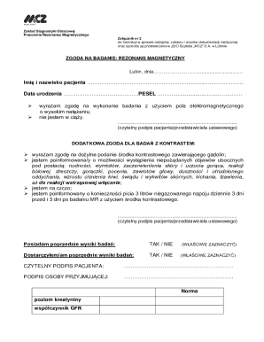 Medical Consent Form for MRI