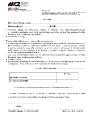 Medical Consent Form for MRI