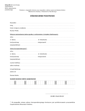Polish Tax Declaration for Creative Scholarships