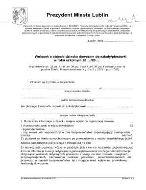 Lublin School Transport Application Form