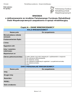 Poland Social Rehabilitation Equipment Grant Application