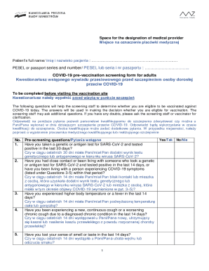 COVID-19 Pre-Vaccination Screening Form
