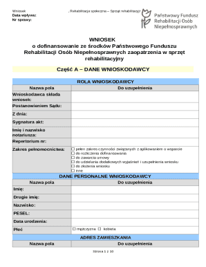 Poland Social Rehabilitation Equipment Grant Application