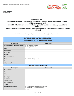 Wniosek Aktywny Samorząd Moduł I Obszar D