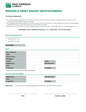 Insurance Premium Refund Application